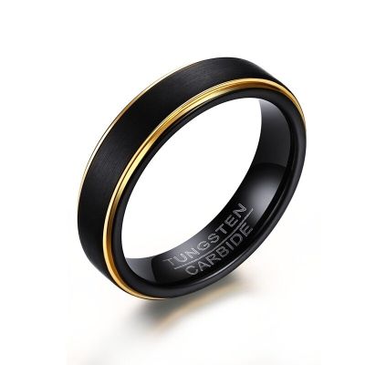 LETAPI 2023แหวนแต่งงานทังสเตนสีดำทองขนาด5มม. พังค์สำหรับผู้ชายแหวนหมั้นขายส่ง