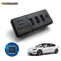 กล่องถุงมือ USB HUB สำหรับ Tesla รุ่น3 Y 2021 2022 USB Splitter Hub Docking Station Extender Charger อุปกรณ์เสริม