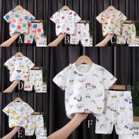 Boys Girls Suit Baby Short-Sleeved Summer Girl Cotton T-Shirt Suit Baby Breathable Sweat-Absorbent Top Shorts for Unisex