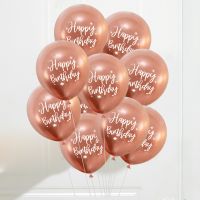 10Pcs 12inch Happy Birthday Balloon Decor Rose Gold Chrome Metallic Latex Balloons For Kids 1st 30th Birthday Party Metal Globos Balloons