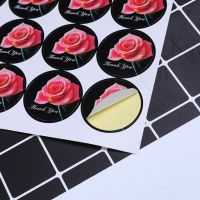 480pcs/lot 38mm Rose With Thank You Design Seal Label Stickers Creative Decor DIY Gift Sticker Material Stickers Labels