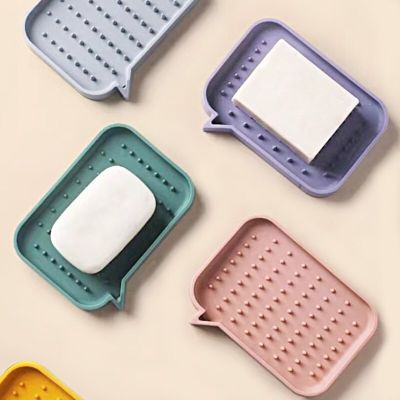 Silicone Soap Holder Storage Rack Drain Soap Box Non Slip Tray Bathroom Organizer Kitchen Accessories For Sponge Brush Soap Dishes