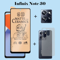 3in1 Infinix Note 30 5G Hot 30 I Tecno Camon เมมเบรนเซรามิก20pro กระจกเทมเปอร์กระจกเทมเปอร์แผ่นหน้าป้องกันความเป็นส่วนตัว + ฟิล์มป้องกันด้านหลังคาร์บอนไฟเบอร์3D + ฟิล์มป้องกันเลนส์