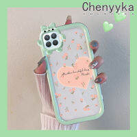 เคส Chenyyka สำหรับ A93 OPPO 2020 F17 Pro Reno 4F Reno 4 Lite แฟชั่นรักหัวใจดอกไม้มอนสเตอร์น้อยรูปโบว์เคสนิ่มกันกระแทกเคสโทรศัพท์โปร่งใส TPU ซิลิกาเจลเลนส์กล้องถ่ายรูปป้องกัน