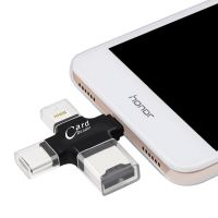 Kismo 4 In 1 USB2.0 OTG Lightning Type-C อ่านการ์ดความจำการ์ดไมโคร SD อะแดปเตอร์สำหรับตัวอ่านสำหรับ6 7 8 Plus เหมาะสำหรับ Samsung S8 S9