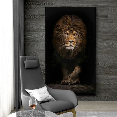 สิงโตดำภาพวาดผ้าใบสัตว์ภาพพิมพ์ HD โปสเตอร์ศิลปะผนังภาพสำหรับห้องนั่งเล่นการตกแต่งบ้านไร้กรอบ Cuadros จัดส่ง Heyuan ในอนาคต