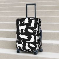 Black White Cat Pattern Suitcase Cover Kitten Family Playful Cats Strectch Business Protection Luggage Accesories Flight