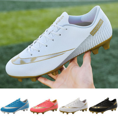 Men Soccer Shoes Kids TfFg High Ankle Junior Football Boots Cleats Grass Training Sport Footwear 2021 Trend