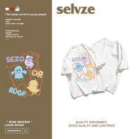 2023 newSELVZE （พร้อมส่งจากกทม มาถึงใน 3วัน）print T-shirt ผู้หญิงการ์ตูนพิมพ์เสื้อยืดหลวม oversize A1936