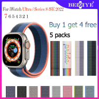 สาย สำหรับ Apple Watch Ultra สายนาฬิกา 49mm สายไนล่อน For i iPhone i Watch Series 8 7 6 5 4321 SE 2022 44mm 40mm 45mm 41mm 38mm 42mm สร้อยข้อมือสายรัดข้