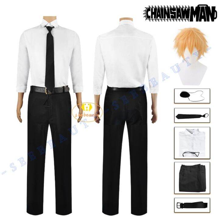 Anime Chainsaw Man Denji Cosplay Costume Wig Devil Hunter Uniform Suit