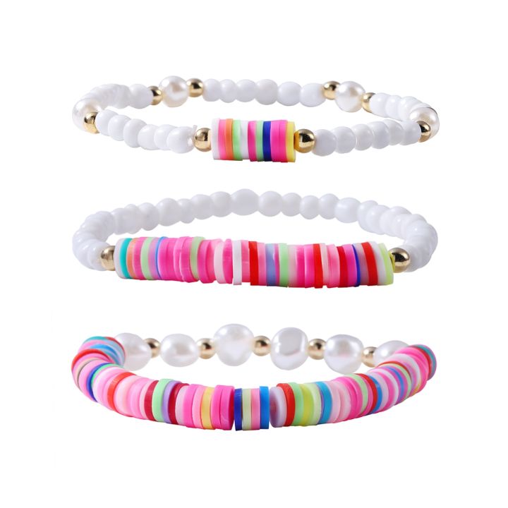 cw-dvacaman-boho-3pcs-soft-clay-set-multicolor-beaded-elastic-beach-jewelry-wholesale
