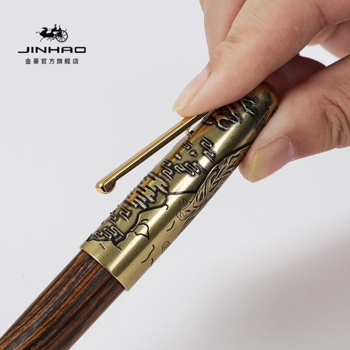 jinhao-9056-set-pulpen-เสือนูนปากกาหมึกซึม-ef-m-m-ปลายงอ-แฮนด์เมดอุปกรณ์เขียนในสำนักงานไม้ของขวัญเครื่องเขียนสำนักงาน