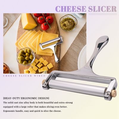 Cheese Slicer, Adjustable Thickness Heavy Cheese Slicers with Wire for Soft &amp; Semi-Hard Cheeses -4 Cutting Wire Included