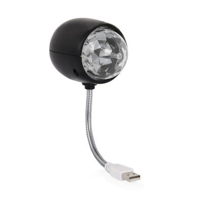 USB Disco Ball Lamp, Rotating RGB Colored LED Stage Lighting Party Bulb with 3W Book Light, USB Powered (Black)