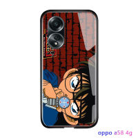 เคสโทรศัพท์พร้อมสำหรับ A58 OPPO 4G เคสโทรศัพท์ลายอะนิเมะกันกระแทกพร้อมเคสโทรศัพท์สำหรับเด็กผู้หญิงผู้หญิงเคสฝาหลังกระจกนิรภัยมันวาวปิด