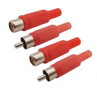 4Pcs Red Plastic Handle RCA Male Female Audio Video Plug Socket Welding Connector Adapter