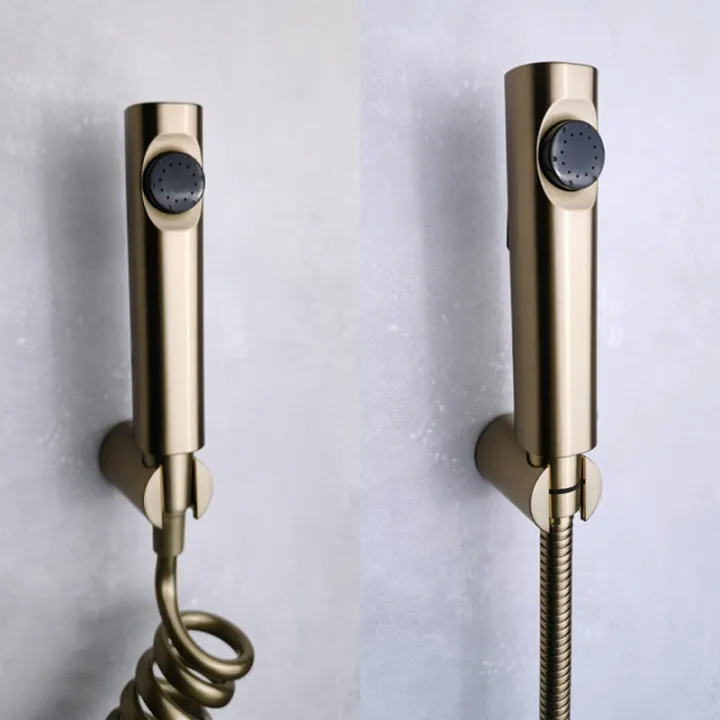Bidet Shattaff Toilet Cleaning ABS Sprayer Set Brushed Gold with Stainless SteelPVC Hose Plastic