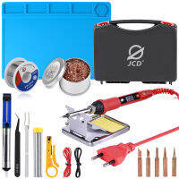 JCD soldering iron Plastic box set temperature adjustable 220V 80W Welding rework tools kit with ESD Heat Insulation Working Mat