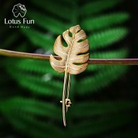 【YD】 Fun Real 925 Sterling Designer Jewelry 18K Gold Monstera Leaves Brooches for