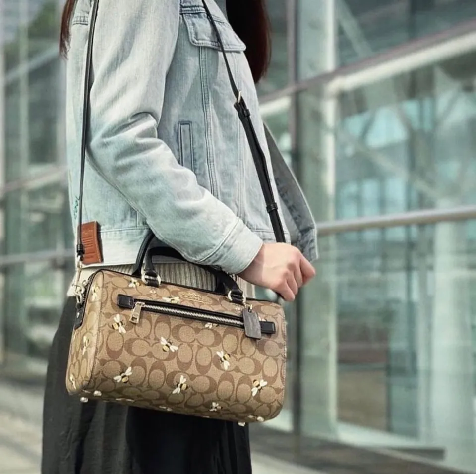 Coach Rowan Satchel in Signature Canvas with Bee Print
