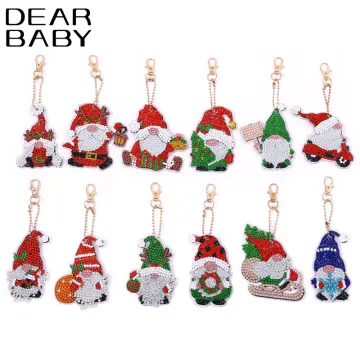 12 Pieces Christmas Diamond Key Chain Kits DIY Diamond Painting Kit  Beginners 5D Full Drill Diamond Painting Key Ring Pendant for Holiday  Keychain