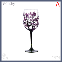 [Veli Shy] ถ้วยแก้วไวน์ต้นไม้สี่ฤดูถ้วยแก้วทรงกลมพิมพ์ลายสร้างสรรค์สำหรับของขวัญถ้วยไวน์เบียร์ค็อกเทลแก้วความจุขนาดใหญ่