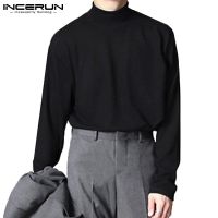 CODHaley Childe INCERUN Men 3Colors Fashion Simple Long Sleeved High Collar Basic Thin Top