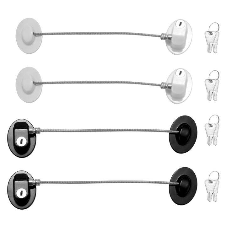 [Invincible Locksmith] 4 Pack Refrigerator Door Lock With Keys Adhesive