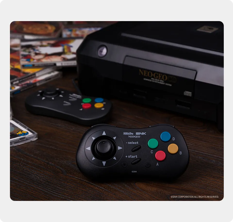 8Bitdo NEOGEO Wireless Controller for Windows, Android, and NEOGEO mini  with Classic Click-Style Joystick - Officially Licensed by SNK (Black  Edition)