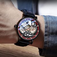 Purely mechanical watch hollow-out the tourbillon business men watch waterproof luminous handsome mechanical watches high-grade watch of wrist of men --nb230710☑✶