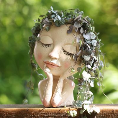 【CC】 Face Succulent Pot Flowerpot Figure Garden Tabletop Ornament