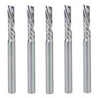5pc 4x17mm Down Cut Cutters มือซ้าย 1 Flute End Mill Carbide Cutting Tools Bits on Clean Machining Acrylic/Woodworking
