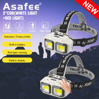 Asafee 816S/816 2 * COB ไฟหน้ากลางแจ้งที่สว่างเป็นพิเศษเหนี่ยวนำแสงทำงานซ่อมหลายเกียร์กดแบตเตอรี่ในตัว Type-C ชาร์จ USB IPX4