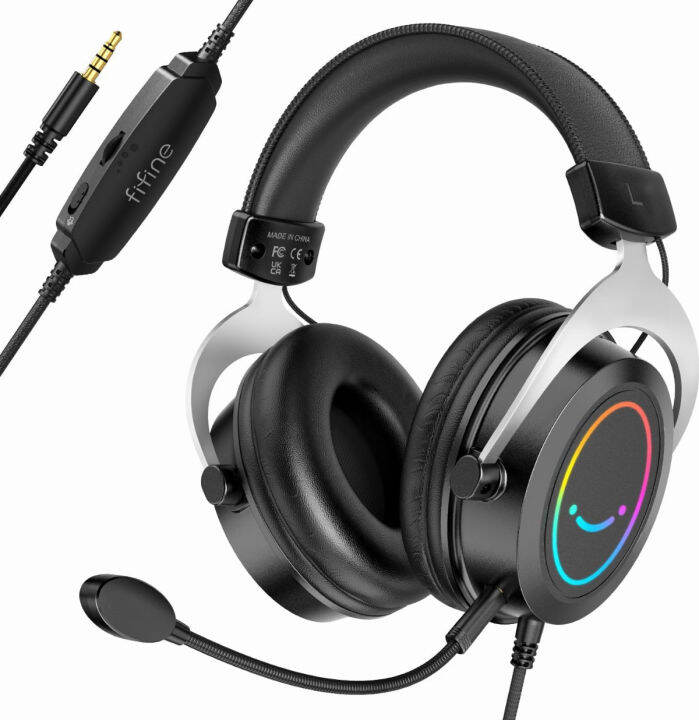 FIFINE Gaming Headset With Detachable Microphone, Over-Ear Headset ...