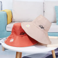 OKDEALS ชุดเดซี่ดอกเดซี่หมวกชายทะเล Topi Bucket สองด้านแบบลำลองพับได้แบบลำลองสำหรับผู้หญิงหมวกชาวประมงหมวกบังแดด