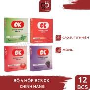 Bao cao su Ok Hương Dâu Tây - Bạc Hà - Nho - Không Mùi  Hộp 3 Chiếc