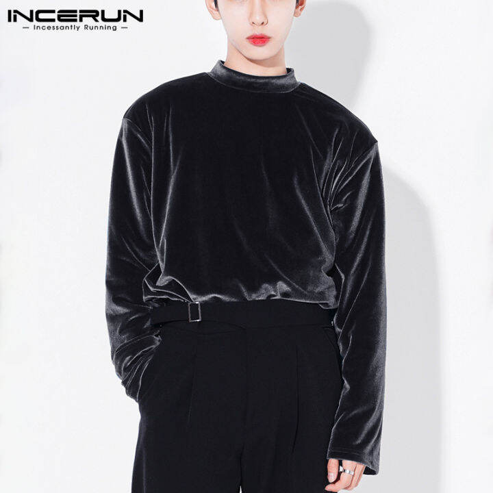 incerun-เสื้อเชิ้ตแขนยาวย้อนยุคสำหรับผู้ชาย-เสื้อเบลาส์แบบลำลองใส่ไปงานปาร์ตี้แบบสวมหัว-สไตล์เกาหลี