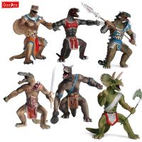 OozDec Dinosaurs World Simulation Warrior Jurassic T-REX Spinosaurus PVC Animals Model Action Figures Soldier Arms Toy Kids Gift