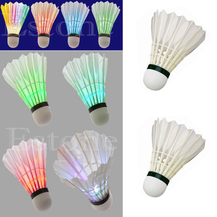 new-4pcs-lighting-badminton-birdies-dark-night-colorful-led-shuttlecock-hot-sale