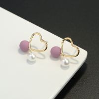 2022 Trendy Girls Daily Wearing Earrings Cute Sweet Heart-shaped Stud Earrings Girl Fashion and Fresh Gift Jewelry