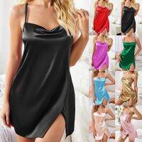 ZZOOI  Underwear Female Nightgown Pajamas Women Mini Nightdress Sexy Lingerie Satin Silk Sleepwear Sex Нижнее Белье Женское