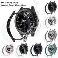 กระจก + เคสสำหรับ Samsung Galaxy Watch 4 Classic 42Mm 46Mm,PC เคสแบบเนื้อด้านปลอกกันชนป้องกันรอบด้านสำหรับ Galaxy Watch4