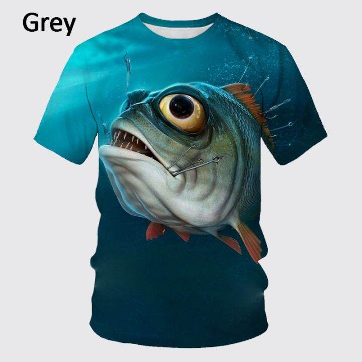 summer-new-fishing-enthusiasts-t-shirt-3d-printed-fish-pattern-tshirt-ferocious-fish-short-sleeved-carp-round-neck-the-big-size-t-shirt