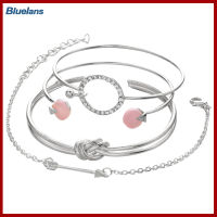 Bluelans®4ชิ้น/เซ็ตผู้หญิงโบว์ลูกศรฝัง Rhinestone วงกลม Charm สร้อยข้อมือกำไลเครื่องประดับ