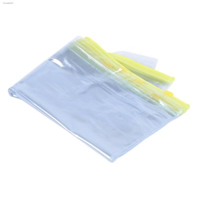﹍ 5 Pcs Clear Plastic Water Proof Pen A4 File Paper Zipper Closure Bags Folders