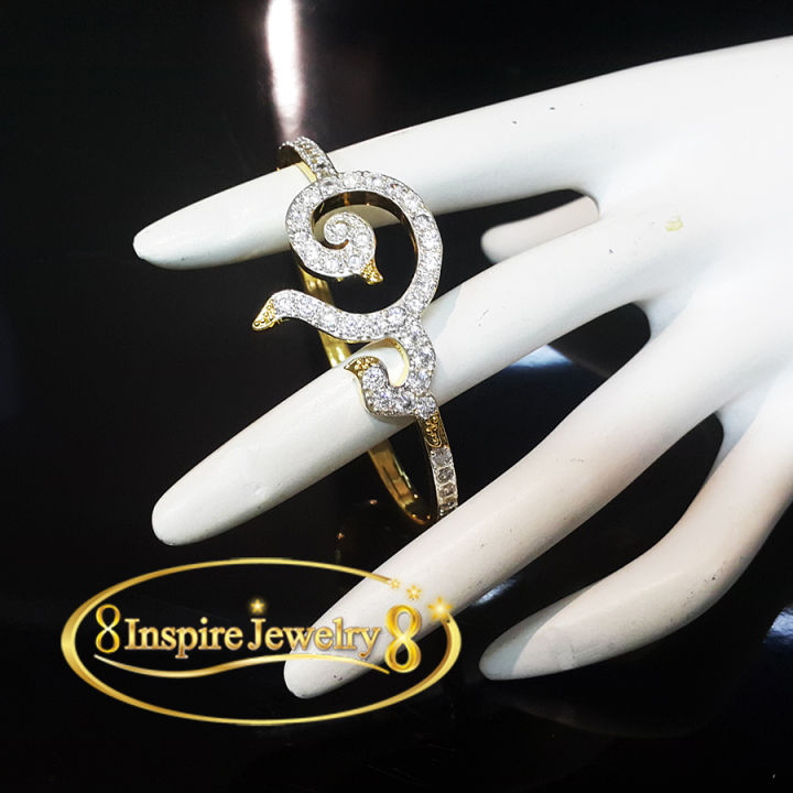 inspire-jewelry-กำไลเลขเก้า-รัชกาลที่เก้า-ฝังเพชรสวิส-สวยงาม-ปราณีต-งานจิวเวลลี่-เปิดปิดง่าย