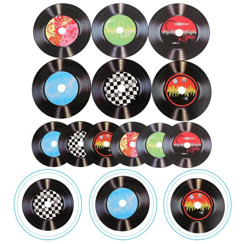 4pcs Vinyl Record Shape Stickers Blank Vinyl Records Vintage Fake