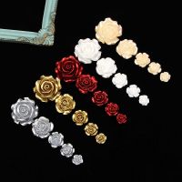 Resin Rose Flower Charms Beads Part For DIY Jewelry Making 10mm-25mm Flatback Roses Cabochons Color Handmade Accessories Supply Beads