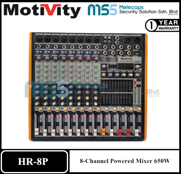 MOTIVITY HR8P 8Channel Powered Mixer 650W 40HMS x 2 With USB Playback
